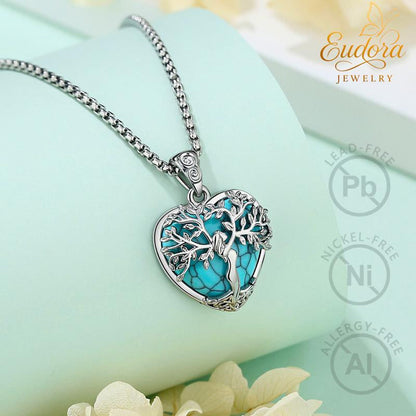 Crystal Heart Tree Necklace