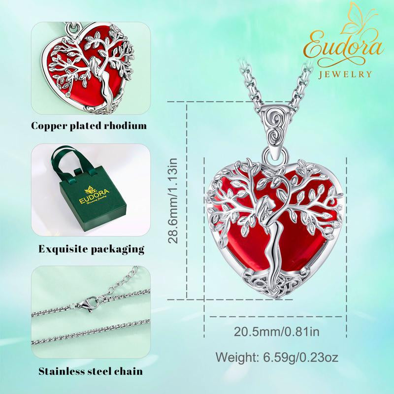 Crystal Heart Tree Necklace